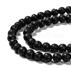 天然溶岩岩の丸いビーズ連売り  6mm  穴：1mm  約60~63個/連  15.7インチ&nbsp;G-M169-6mm-03