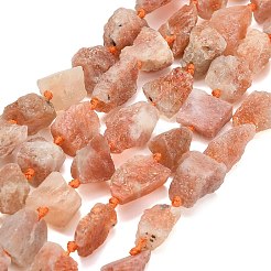未加工の天然ゴールドスポットサンストーンビーズ連売り  ナゲット  9~27x7~19x6~14mm  穴：0.6~1.2mm  約19~35個/連  15.67~15.75''（39.8~40センチメートル）&nbsp;G-A322-B10-01