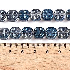 電気メッキガラスビーズセット  プラム  スチールブルー  10x10x6mm  穴：0.9mm  約64~66個/連  24.69~25.87''（62.72~64.68センチメートル）&nbsp;EGLA-T021-06H