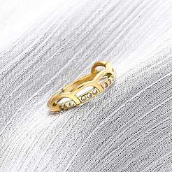 304ステンレススチール、ラインストーンの指輪  イオンプレーティング（ip）  18KGP本金メッキ  4.5mm  usサイズ7 1/4(17.5mm)&nbsp;RJEW-Q020-10G