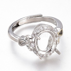 Adjustable Brass Micro Pave Clear Cubic Zirconia Finger Ring Components&nbsp;ZIRC-I049-11