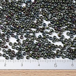 MIYUKIラウンドロカイユビーズ  日本製シードビーズ  11/0  （rr453)メタリックフォレストグリーンアイリス  11/0  2x1.3mm  穴：0.8mm  約1111個/10g&nbsp;X-SEED-G007-RR0453