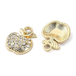 ゴールデンラックメッキ合金ラインストーンペンダント  ニッケルフリー  アップルチャーム  クリスタル  18.5x14.5x4mm  穴：2.5mm&nbsp;PALLOY-F308-22G-03