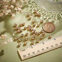 ラックメッキ真鍮製ビーズ  長持ちメッキ  ラウンド  14KGP本金メッキ  6x5mm  穴：1.5mm&nbsp;KK-LP0001-08G-04