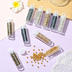 120g12スタイルのガラスシードビーズ  ラウンド  ミックスカラー  4mm  穴：1~1.5mm  12g /スタイル&nbsp;SEED-YW0002-86