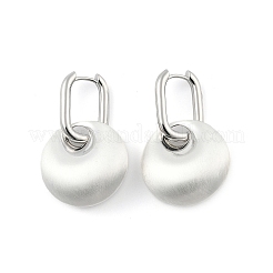 女性用フラットラウンド真鍮フープピアス  銀  41.5x25.5mm&nbsp;EJEW-U055-02S