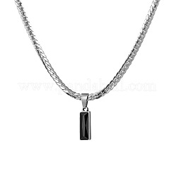 Rectangle 304 Stainless Steel Cubic Zirconia Snake Chain Pendant Necklaces&nbsp;FS-WGB1AC9-01