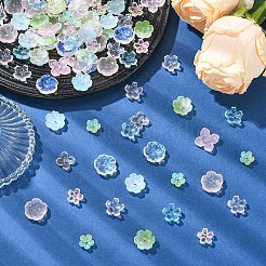 ガラスビーズキャップ 7種類 100個  あじさいの花  ミックスカラー  10~17x10~17x3.5~6mm  穴：1.2~1.5mm&nbsp;GLAA-YW0005-98