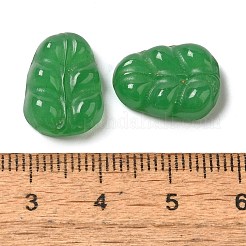 染色された天然マレーシアジェイドの彫刻カボション  葉  グリーン  15.5x11.5x4.5mm&nbsp;G-Q192-03