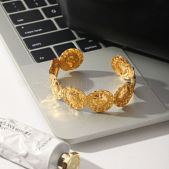 304 Stainless Steel Strawberry Embossed Open Cuff Bangles for Women&nbsp;WG6BBC2-01