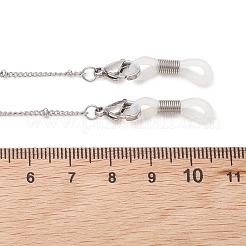 304ステンレススチール製眼鏡用カーブチェーン  シリコンループエンド付き  ステンレス鋼色  748~750x2mm&nbsp;AJEW-EH00411-02