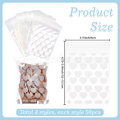 4 Bags 4 Styles Printed Transparent OPP Cellophane Storage Bags&nbsp;OPP-SP0001-07A