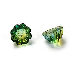 透明ガラスビーズ  ハスのポッド  グリーン  10.5x6.5mm  穴：1.4mm&nbsp;X-GLAA-B003-02L