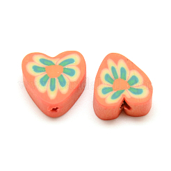 手作り樹脂粘土ビーズ  花とハート  ミックスカラー  10x10~11x4mm  穴：1~2mm&nbsp;X-CLAY-Q230-29