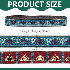 Ethnic Style Floral Pattern Embroidery Polyester Ribbons&nbsp;OCOR-WH0104-23C