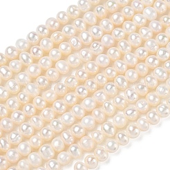 天然養殖淡水パールビーズ連売り  グレード4 A  ポテト  ベージュ  5~6mm  穴：0.6mm  約70~71個/連  13.86~14.02''（35.2~35.6センチメートル）&nbsp;PA-CBAC463-08