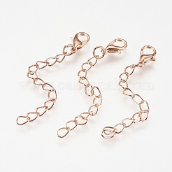 鉄アジャスターチェーン  合金製カニカン付き  ラックめっき  ミックスカラー  60~68x3.5mm  クラスプ：12x7x3mm&nbsp;X-PALLOY-F206-02