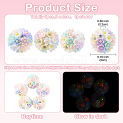 手作りの光るポリマー粘土ラインストーンファンシービーズ5個  ペンフォーカルビーズ  アクリルデイジーの花付き  ミックスカラー  20~21mm  穴：2mm&nbsp;CLAY-YW0002-51