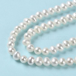 天然養殖淡水パールビーズ連売り  ポテト  グレード4 A  パパイヤホイップ  4~5.5x4~4.5mm  穴：0.5mm  約88個/連  15.04インチ（38.2cm）&nbsp;PEAR-E018-41