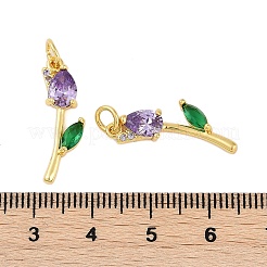 Rack Plating Brass Micro Pave Cubic Zirconia Pendants&nbsp;KK-R166-09G-06