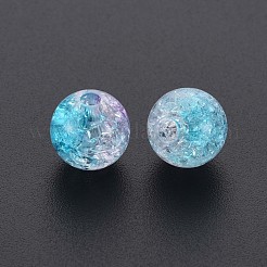 クリアクラックアクリルビーズ  ツートン  ラウンド  ディープスカイブルー  10x9mm  穴：2mm  約940個/500g&nbsp;MACR-S370-N10mm
