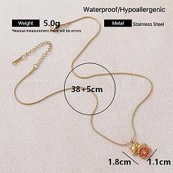 Vintage 304 Stainless Steel Enamel Mouse with Coin Pendant Necklaces&nbsp;OA4469