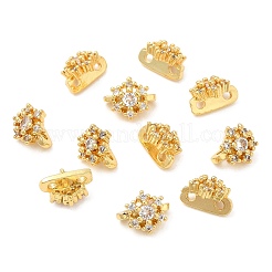 真鍮製マイクロパヴェキュービックジルコニア連バー  18KGP本金メッキ  花  透明  7x9x5.5mm  穴：1.4mm&nbsp;KK-I705-01B