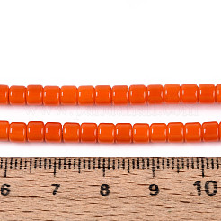 オペークソリッドカラーガラスビーズ連売り  コラム  サンゴ  3.5x4~4.5mm  穴：0.7~0.9mm  約102~108個/連  14.17~14.96インチ（36~38cm）&nbsp;GLAA-N065-4x4mm-C03