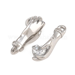 304ステンレススチールラインストーンペンダント  愛を手に持つチャーム  ステンレス鋼色  18x7x7.5mm  穴：1.6mm&nbsp;RB-CBA02E8-08P