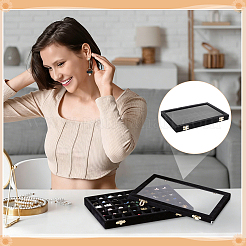 MDF Covered with Velvet Jewelry Grid Display Cases for Earrings Rings&nbsp;AJEW-WH0643-094A