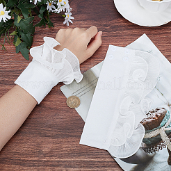 2本シフォン指なしオーバースリーブ  女性のためのプラスチックボタン付きレースコードリストバンド  ホワイト  内径：2~2-3/8インチ（5.2~6cm）&nbsp;AJEW-WH0248-45A