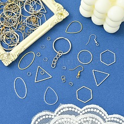 DIY 六角形/ティアドロップ/三角形の真鍮製ダングルイヤリングジュエリー作成キット  ミックスカラー  5~30x5~23x0.6~2mm  穴：2~3.8mm&nbsp;DIY-FS0007-62