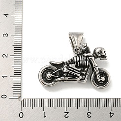 316サージカルステンレスペンダント  スケルトンチャーム付きバイク  アンティークシルバー  19.6x32.5x10.6mm  穴：8.5x4.2mm&nbsp;STAS-E212-144AS