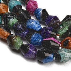 天然石瑪瑙ビーズ連売り  染め＆加熱  双円錐形  ミックスカラー  15~17.5x13~14.5mm  穴：1.2~1.4mm  約25個/連  15.39''（39.1センチメートル）&nbsp;GG-L001-D02-02A