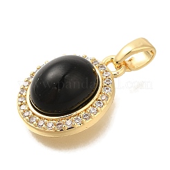 Brass Micro Pave Cubic Zirconia and Glass Pendants&nbsp;KK-K388-32G