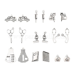 36pcs9スタイルチベットスタイルアロイペンダント  アンティークシルバー  13~30x6.5~22x1.5~8mm  穴：1.2~1.8mm  4個/スタイル&nbsp;TIBE-FP0001-03