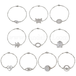 女性用304ステンレススチールリンクブレスレット  ステンレス鋼色  7-7/8~8-5/8インチ（20~22cm）&nbsp;BJEW-H208-01P