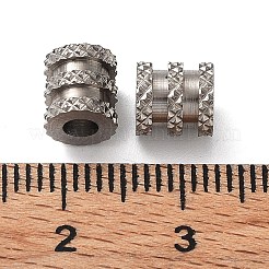 変色しない303ステンレススチールビーズ  コラム  ステンレス鋼色  6.3x6.5mm  穴：3mm&nbsp;STAS-Q302-04B-P