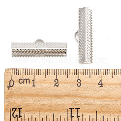 アイアン製カシメリボン止めエンドパーツ  プラチナ  8x25mm  穴：1.6mm&nbsp;X-E182Y