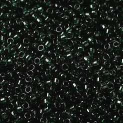 透明な色のガラスの丸いシードビーズ  濃い緑  2~2.5x1.5mm  穴：1mm  約28125個/ポンド&nbsp;SEED-B001-06A-10
