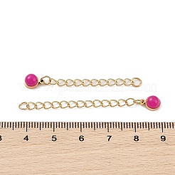Ion Plating(IP) 316 Surgical Stainless Steel Curb Chain Extender with Natural  Dyed Jade Round Charm High Polished&nbsp;STAS-A097-01G-15
