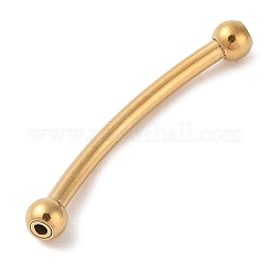 304ステンレス鋼湾曲チューブビーズ  ゴールドカラー  31x4x4mm  穴：1.2mm&nbsp;STAS-M061-04G