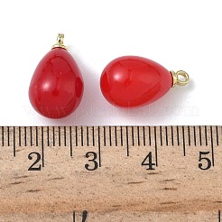 ABSプラスチックパールペンダント  ティアドロップ  合金ループ付き  ライトゴールド  17.5x10mm  穴：1.6mm&nbsp;FIND-Z105-02LG