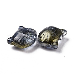 ガラスビーズ  ジュエリー作りのための  猫  ミッドナイトブルー  12.5x14x6.5mm  穴：1mm&nbsp;X1-GLAA-G079-02F
