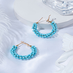 1 Pair Alloy Glass Seed Beads Hoop Earrings&nbsp;EJEW-LP0003-65B