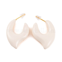 Nuggets Brass Enamel Half Hoop Stud Earrings for Women&nbsp;EJEW-G391-20B-G
