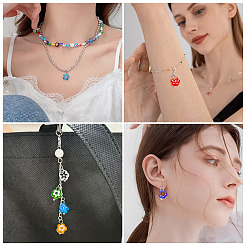 20個の手作りミルフィオリガラスチャーム  花  真鍮のループ付き  ミックスカラー  10~12x7~9x3~3.5mm  穴：1.8~2mm&nbsp;PALLOY-TADJ00003