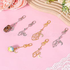 6Pcs 6 Styles Moon Alloy Swivel Lobster Claw Clasps & Brass Cable Chains&nbsp;AJEW-SC0003-97