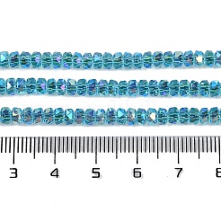 電気メッキガラスビーズセット  パール光沢メッキ  多面カット  ロンデル  ダークターコイズ  2.4~3.2x4mm  穴：1mm  約147~152個/連  39~45cm&nbsp;GLAA-Q105-03G