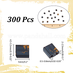 300 穴ガラスシードビーズ 2 個  アンティークスタイル  正方形  ブラック  5x4.5~5.5x2~2.5mm  穴：0.5~0.8mm&nbsp;SEED-NB0002-12